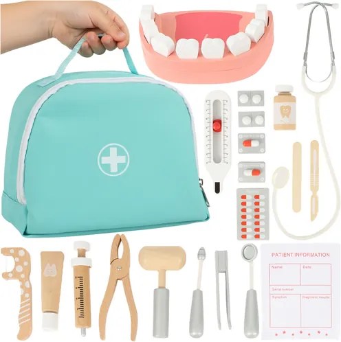 ISO Trade Kruzzel Little Dentist – 24-dielna zubárska sada v lekárskej taške, darček pre deti 3+