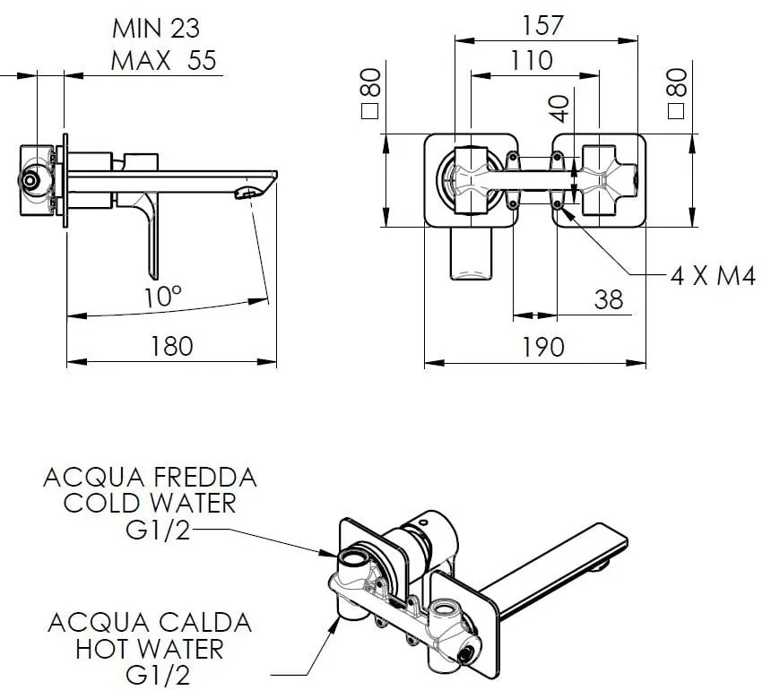Biela podomietková umývadlová batéria (1 výstup) Pax – Sapho