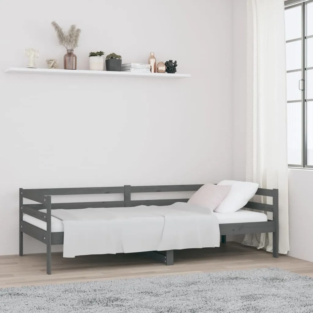 vidaXL Denná posteľ sivá 90x190 cm borovicový masív