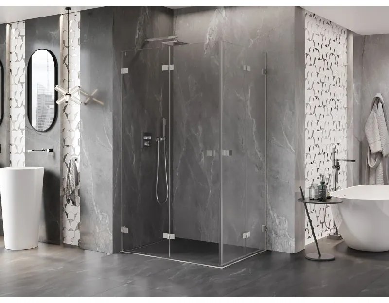 Mexen Lunar-F Duo, skladací sprchový kút 95 x 75 cm, 6mm číre sklo, oceľový profil, 836-095L-075P-97-00