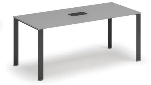 Stôl INFINITY 1800 x 900 x 750, sivá + stolová zásuvka TYP IV, čierna
