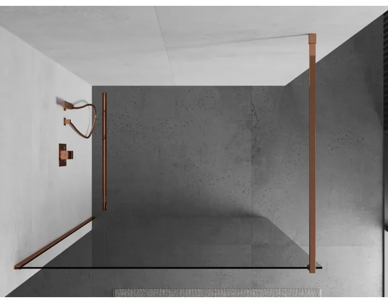 Mexen Kioto, sprchová zástena 50x200 cm, 8mm číre sklo, profil ružové zlato, 800-050-101-60-00
