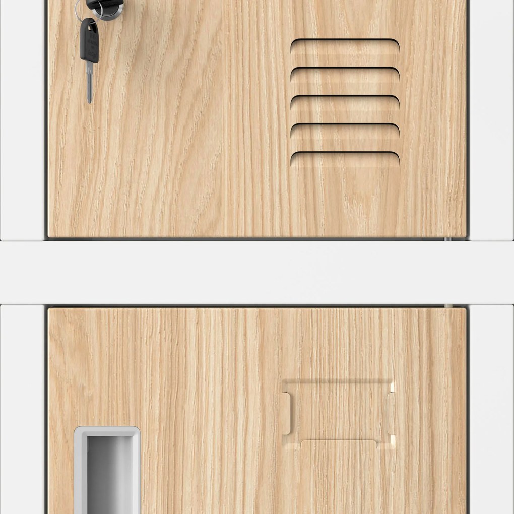 Kovová skriňa do dielne ROBERT, 1360 x 1720 x 450 mm, Eco Design: biela/dub sonoma