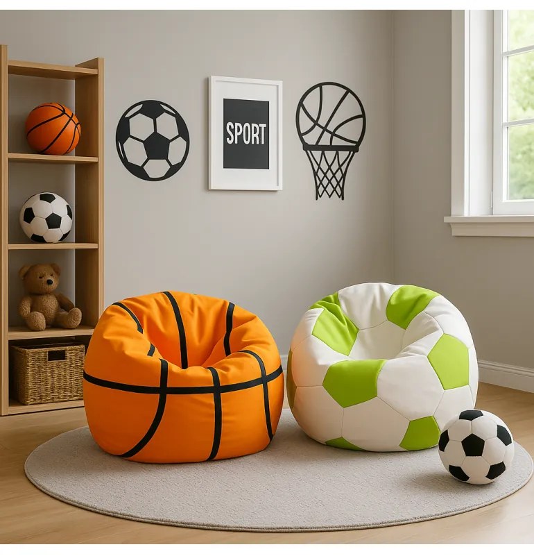 Sedací vak futbalová lopta bielo-limetková EMI