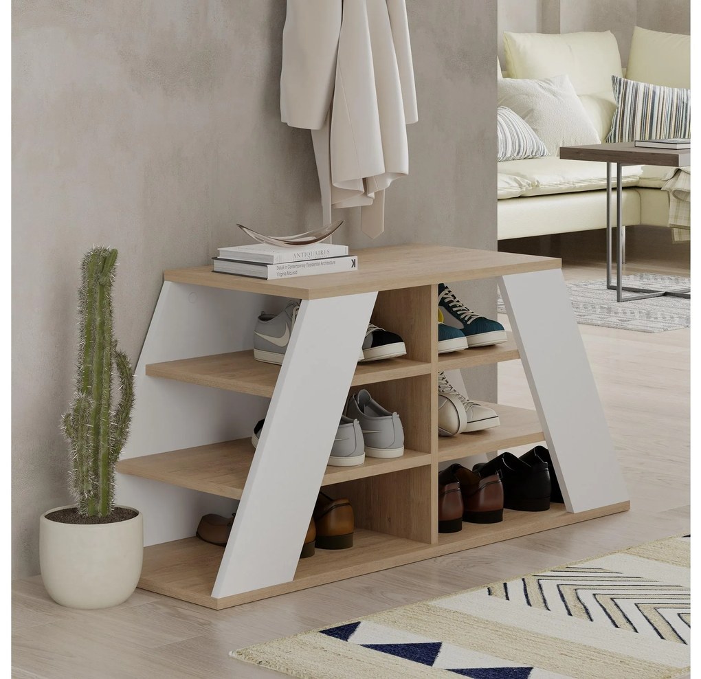 Botník (skrinka na topánky) Dubeki 1 (dub + biela). Akcia -18%. Vlastná spoľahlivá doprava až k Vám domov. 1094604