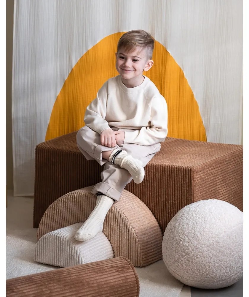 Hnedé menčestrové penové ihrisko 75x49x37 cm Rainbow Montessori – Wigiwama