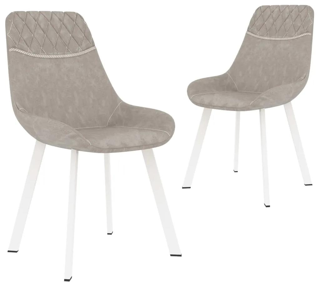 Jedálenské stoličky 2 ks, svetlosivé, umelá koža