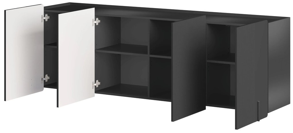 Závesná komoda Malmi 200 cm - čierny mat / čierna