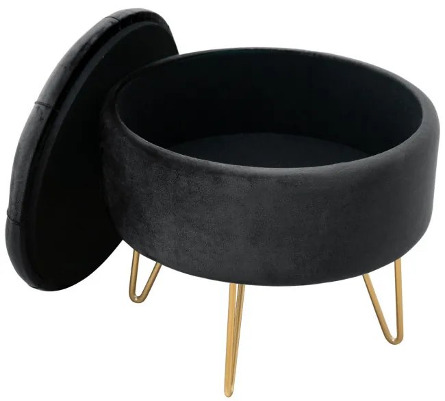 Úložná taburetka CARO čierna