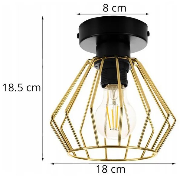 Loftová závesná lampa s drôteným zlatým odtieňom
