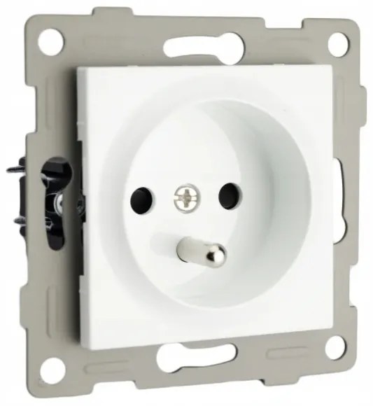 BERGE Zásuvka bez rámu biela s kolíkom