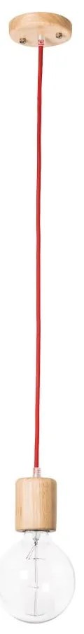 Závesné svietidlo s červeným káblom SULION Wood