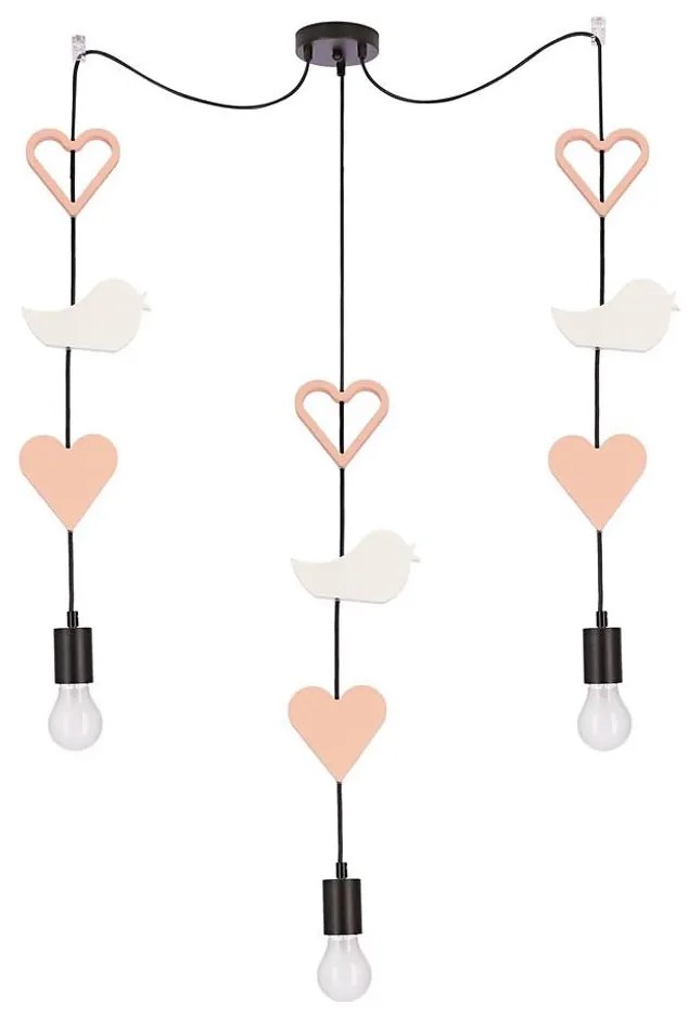 Detský závesný luster na lanku TRIO 3xE27/20W/230V ružová/biela