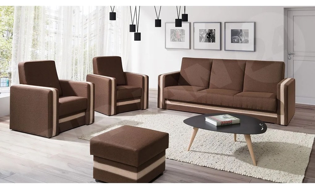 Sedacia súprava 3+1+1 s taburetom Vivus Kvadro, Dostupné poťahy: Lux 24 + Lux 12