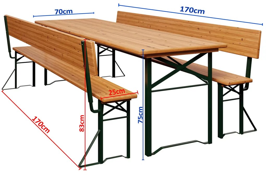 InternetovaZahrada Pivný set s opierkou 170 cm - skladací