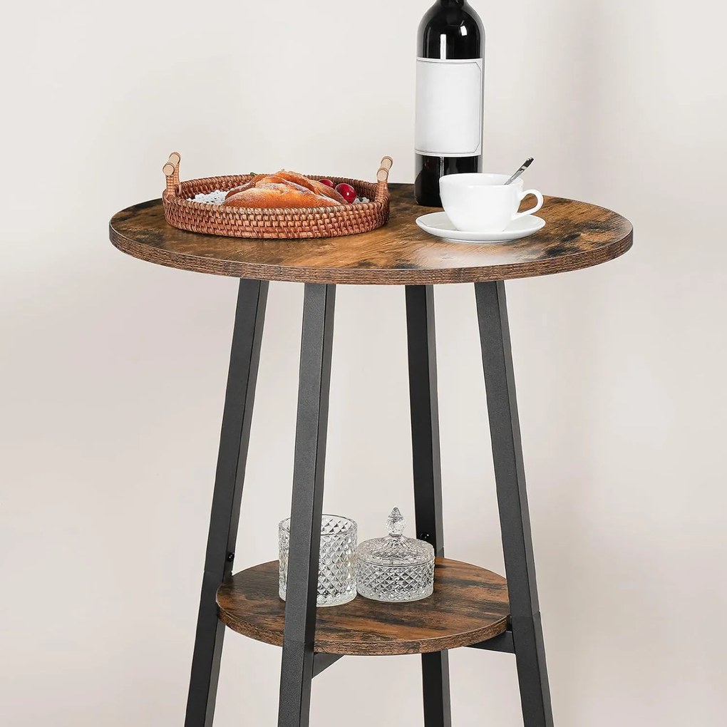 Kulatý barový stůl Vasagle Obri 55 cm hnědý/černý
