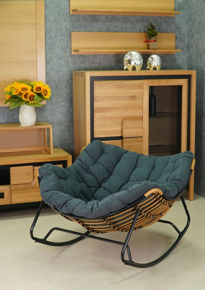 Záhradné hojdacie kreslo na terasu, do obývačky zelené ELTON