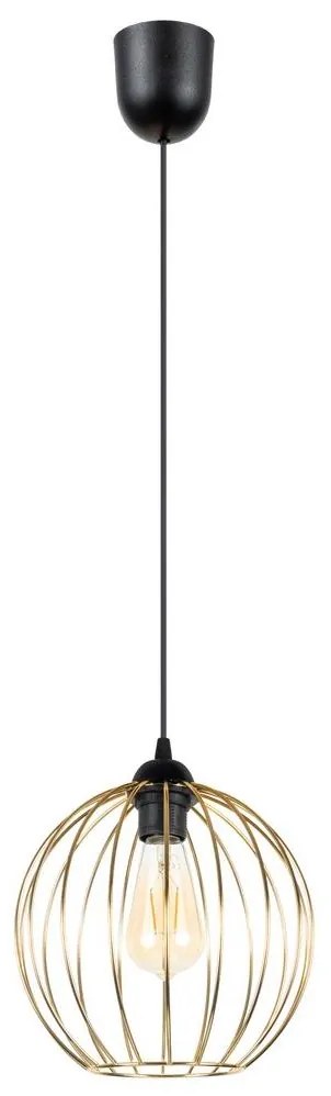 Luster na lanku MATT 1xE27/60W/230V čierna/zlatá