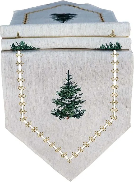 Obrus Jedlička s lurexovou výšivkou 40 × 140 cm