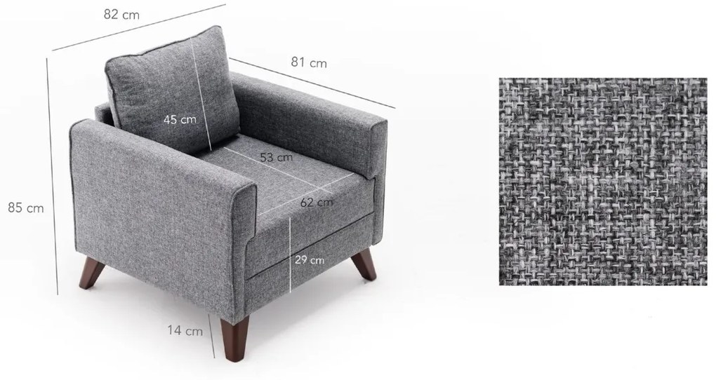 Kreslo Bella 82 cm sivé