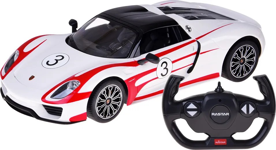 Auto na diaľkové ovládanie Rastar Porsche 918 Spyder 1:14 so svetlami - biele