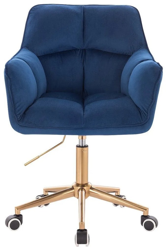 LuxuryForm DESIGN Kreslo AMALFI VELUR na zlatej podstave s kolieskami - modré