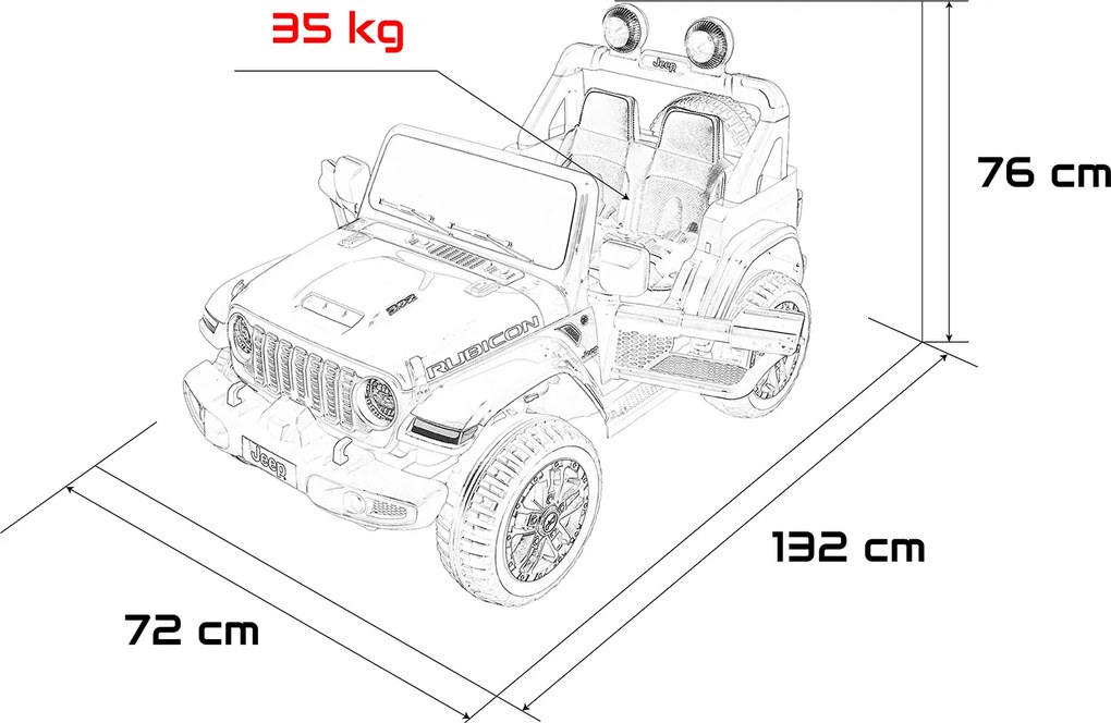 Ramiz Jeep Wrangler Rubicon LIFT elektrické autíčko pre deti biele