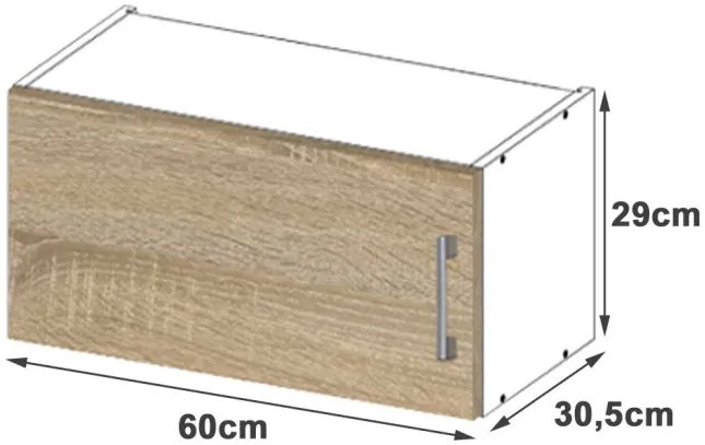 Horná kuchynská skrinka LIMA W60OK biela / dub sonoma