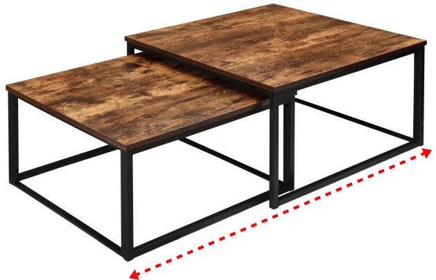 Sada 2 konferenčných stolíkov VELEN Rustic dub