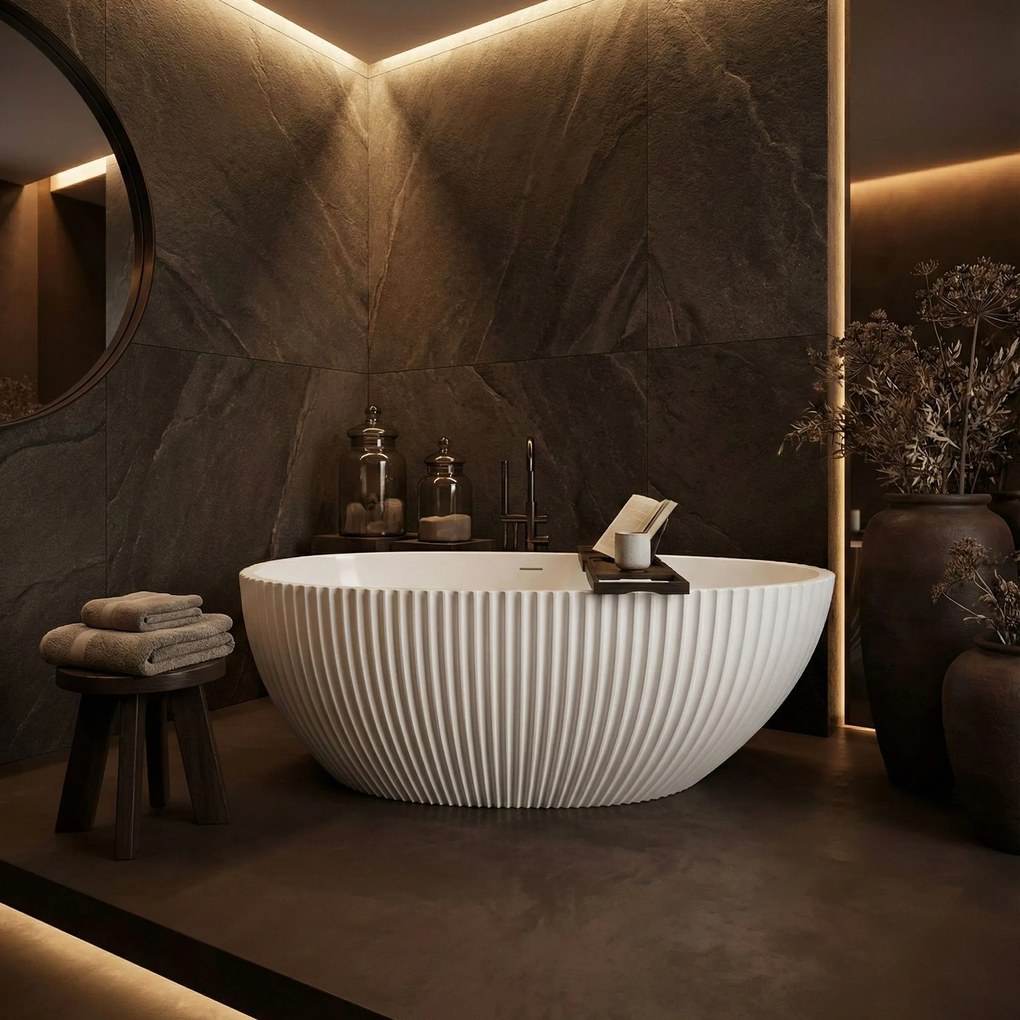 Rea Carmen, voľne stojaca vaňa 170x85 cm, biela, čierny click-clack, KPL-W6506