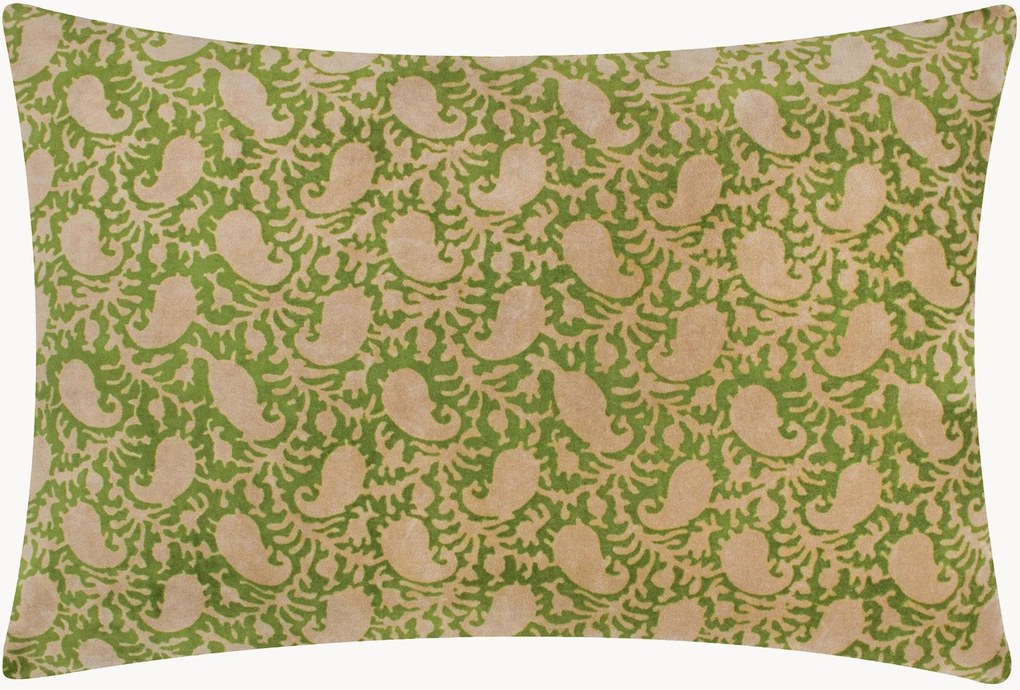 Zamatový vankúš s grafickým vzorom a výplňou z kačacieho peria Boteh