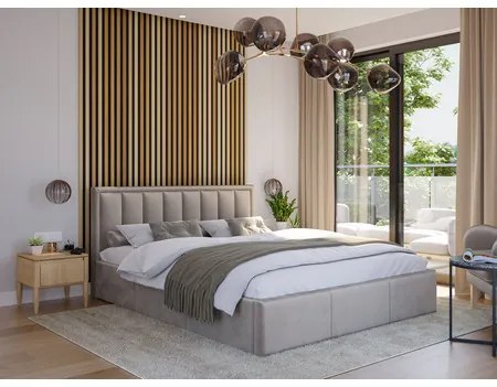 Čalúnená posteľ MOON rozmer 90x200 cm Krémová