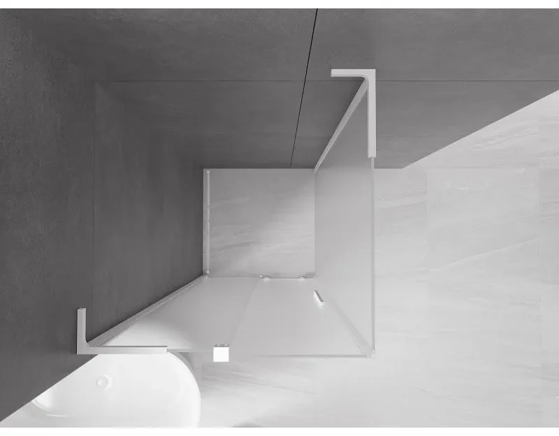 Mexen Velar L, sprchový kút s posuvnými dverami 100 x 100 cm, 8mm sklo námraza, biela matná, 871-100-100-33-20
