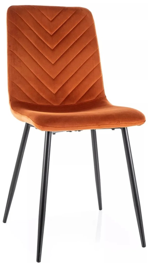Čalouněná jídelní židle Daren Velvet oranžová