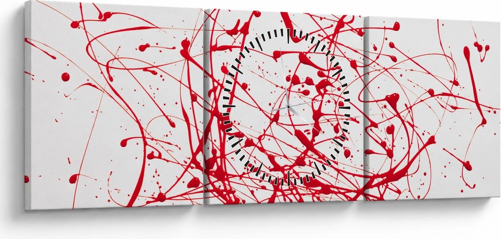 Obraz technikou Drippingu (s hodinami) (90x30 cm)