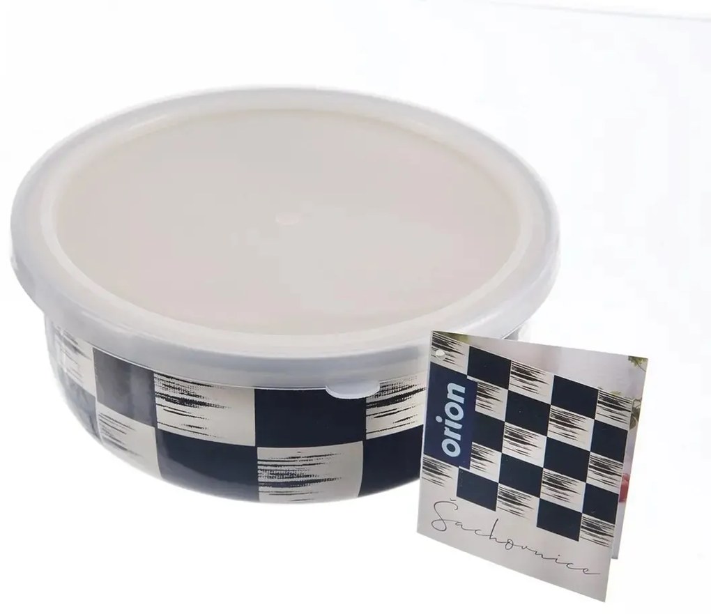 Miska smalt ŠACHOVNICA Lem+UH viečko pr. 17 cm