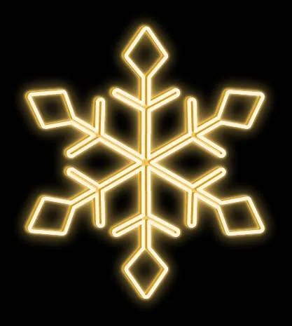 LED světelná vločka I, závěsná 3D tisk, pr. 100 cm, teple bílá, zlatý plast