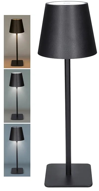 SOLIGHT LED nabíjacia lampička Lucca, 120lm, zmena CCT, stmievanie, čierna