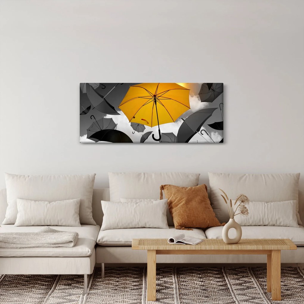 Obraz žltého dáždnika (120x50 cm)