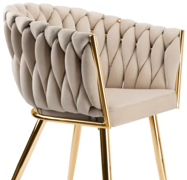 Jedálenská stolička COFTON zamatová, zlatá / béžová