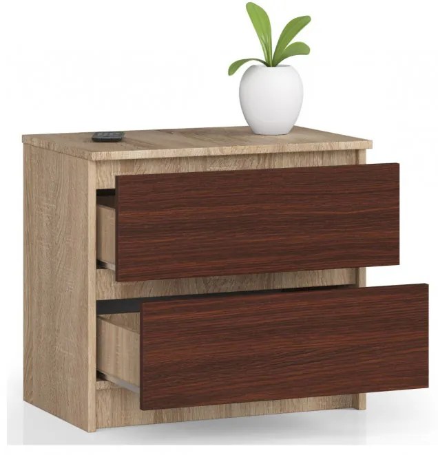Nočný stolík K60 2SZ CLP dub sonoma / wenge