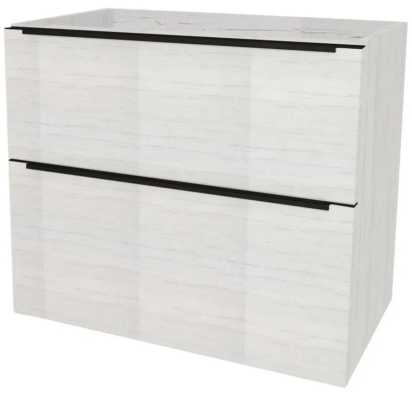 Mereo, Mereo Mailo, kúpeľňová skrinka 81 cm, čierne madlo, Multidecor, Pino Aurélio, MER-CN591SBPINO