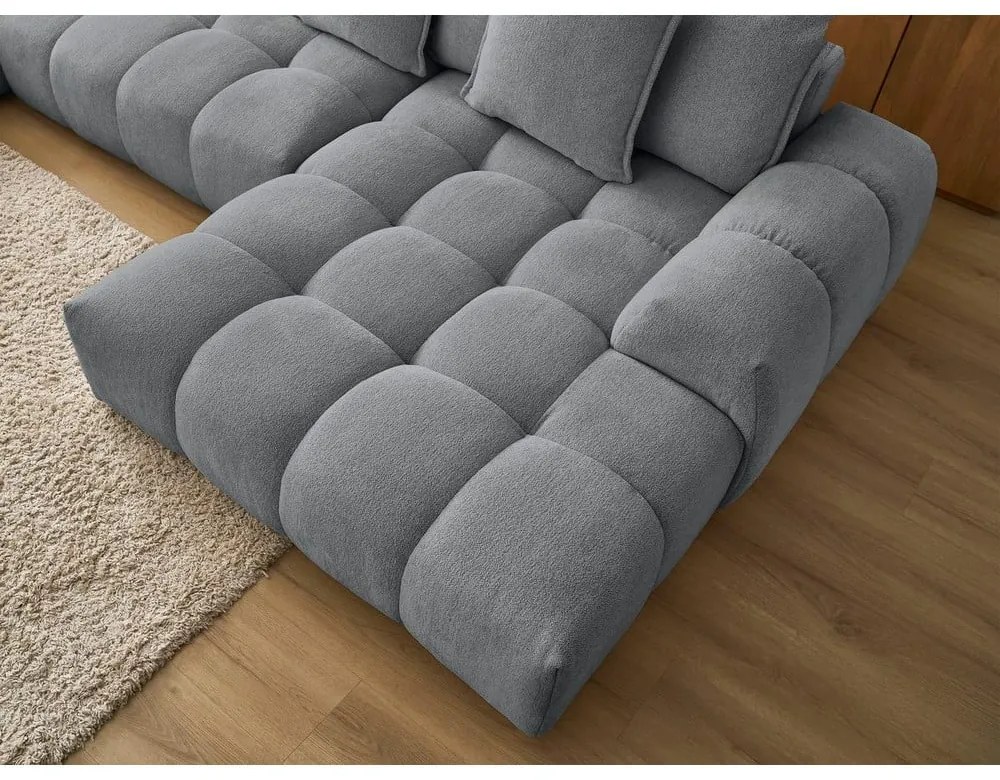 Tmavosivá ženilková rozkladacia/s úložným priestorom rohová pohovka (ľavý roh/do tvaru "U") Everest – Bobochic Paris