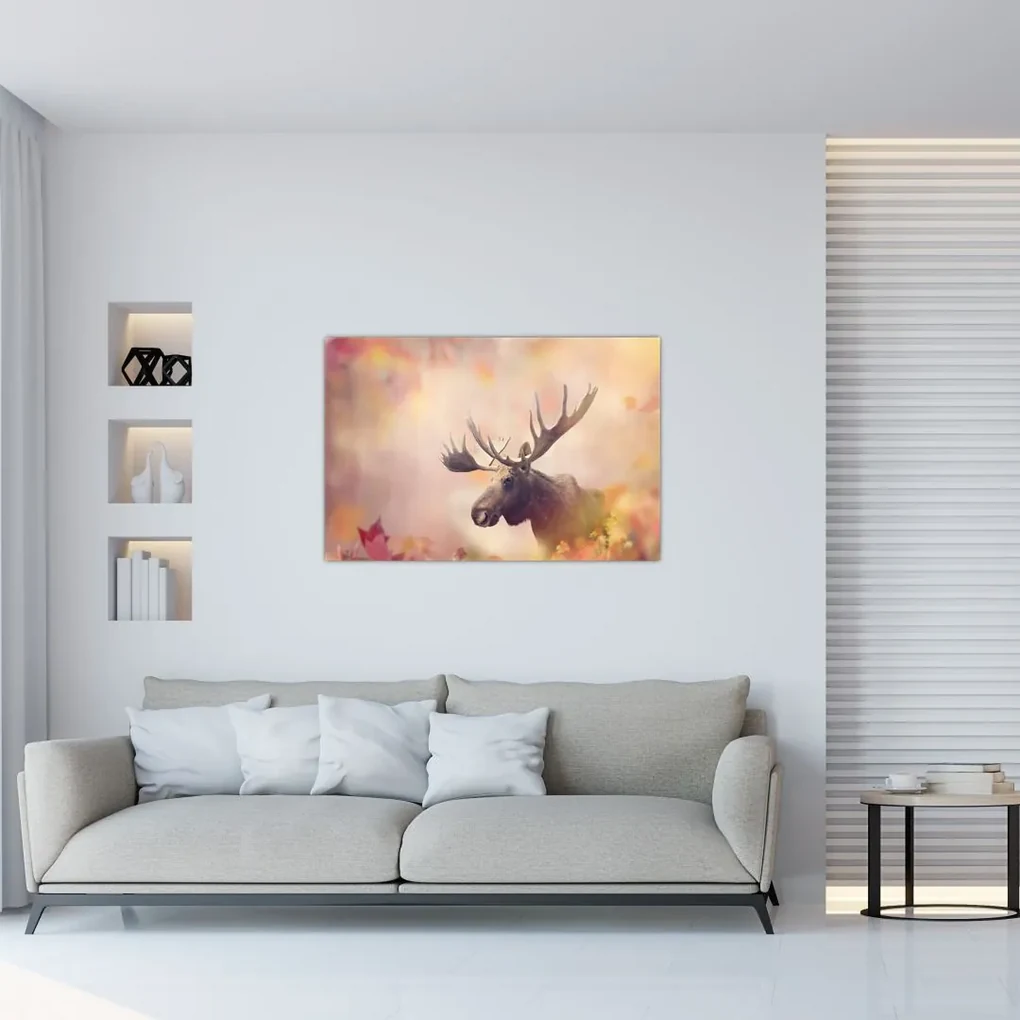 Obraz - Sob v jesennom lístí (90x60 cm)
