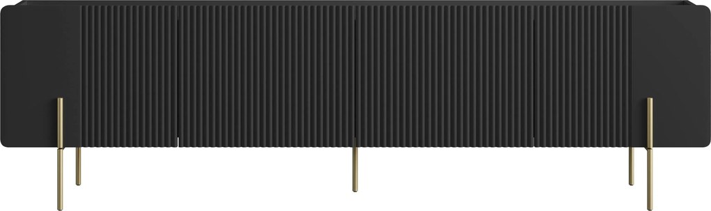 TV skrinka Malmi 200 cm - čierny mat / zlatá