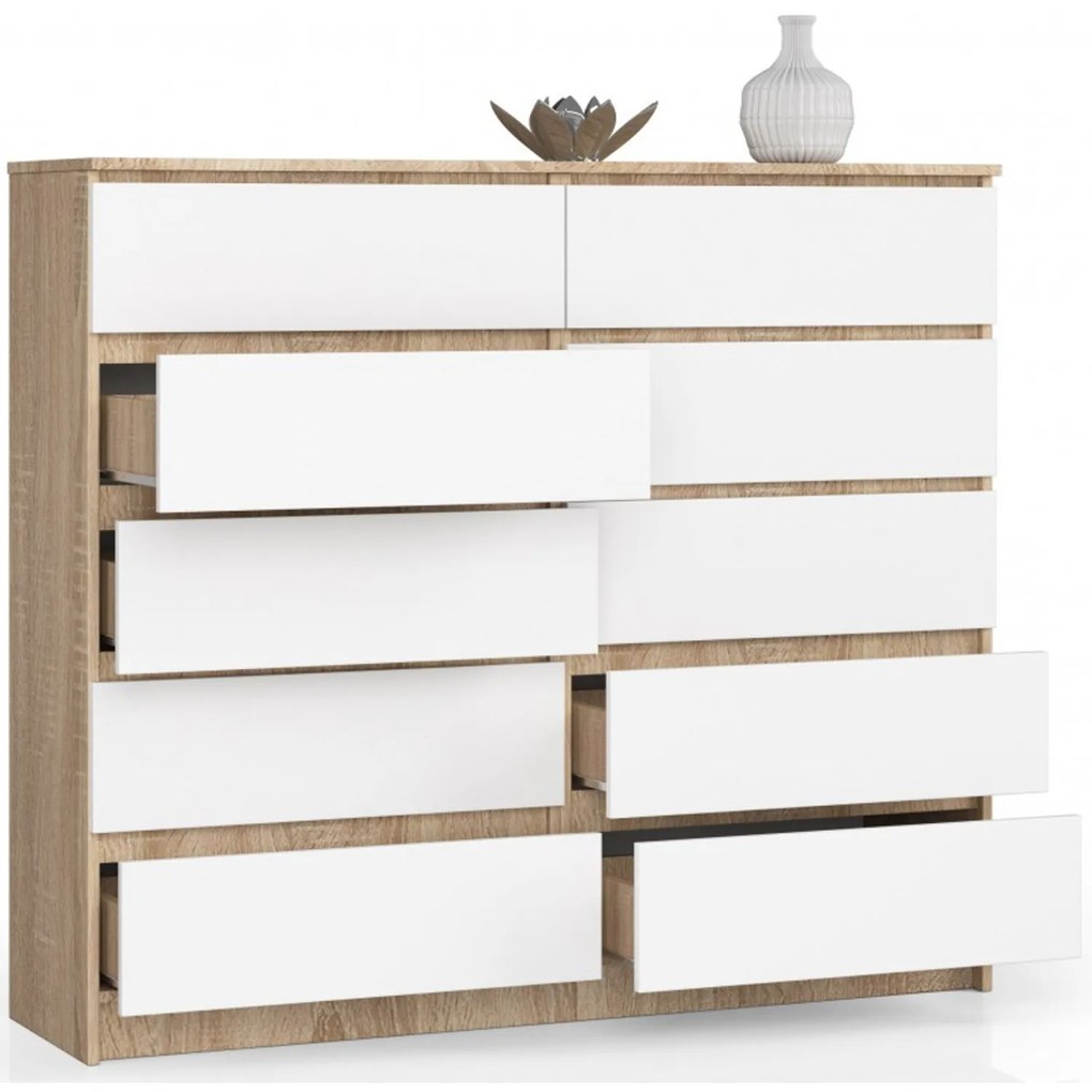 Komoda K140 10SZ sonoma / biela