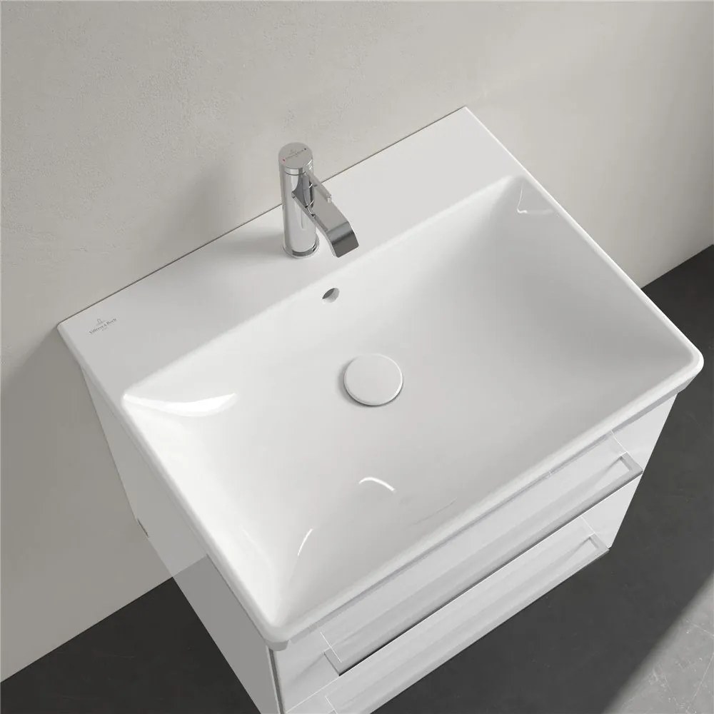 VILLEROY & BOCH Avento závesné umývadlo s otvorom, s prepadom, 600 x 470 mm, biela alpská, s povrchom CeramicPlus, 415860R1