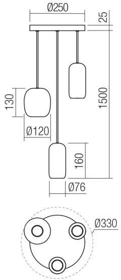 Redo 01-3480 - Luster na lanku BOOM 3xGU10/10W/230V pr. 33 cm čierna/zelená/hnedá
