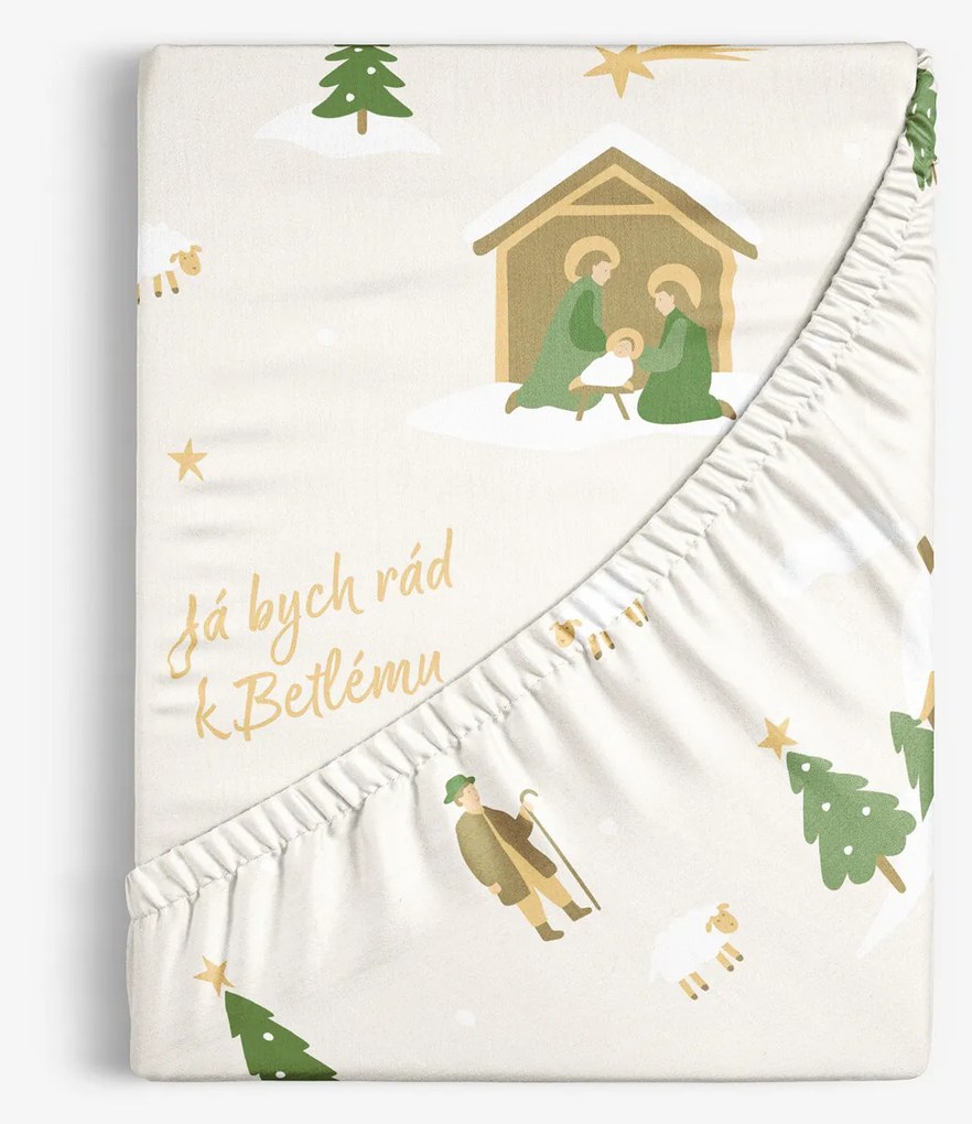 Goldea vianočná bavlnená napínacia plachta - pásli ovce valaši 140 x 200 cm