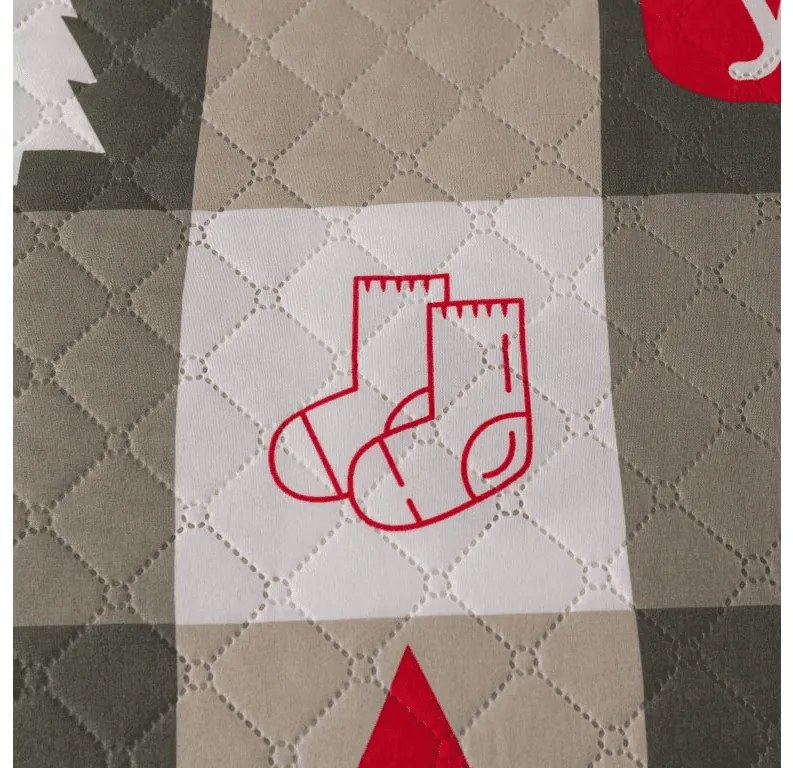 Prehoz na posteľ CHRISTMAS SOCKS zelený Rozmer: 170 x 210 cm